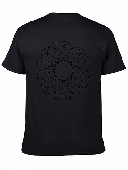 Camiseta Negra Hombre: Diseño Circular Abstracto