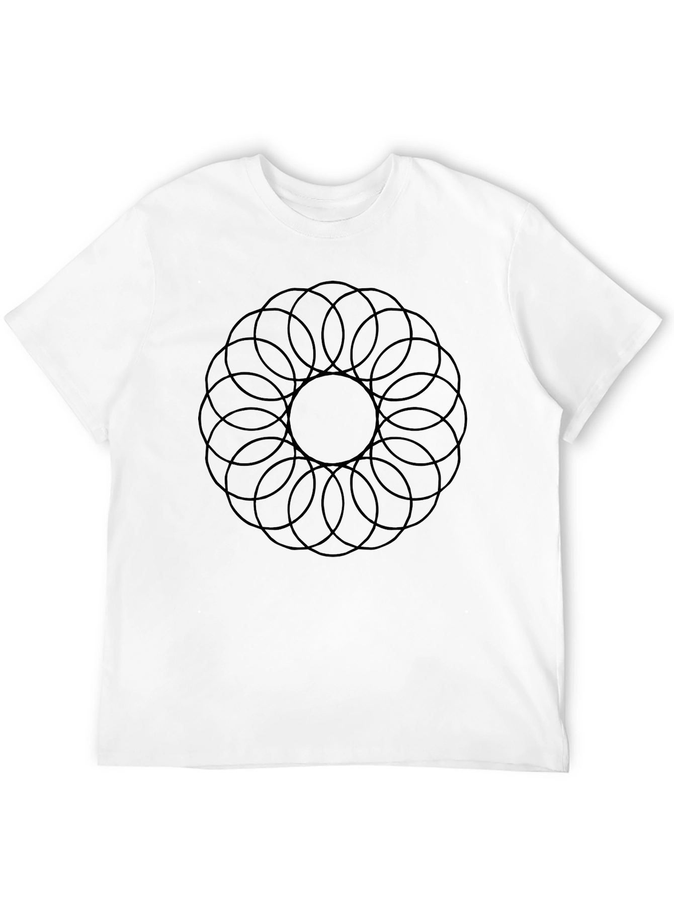 Camiseta Negra Hombre: Diseño Circular Abstracto