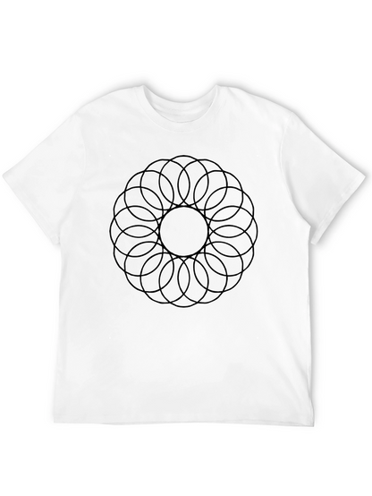 Camiseta Negra Hombre: Diseño Circular Abstracto