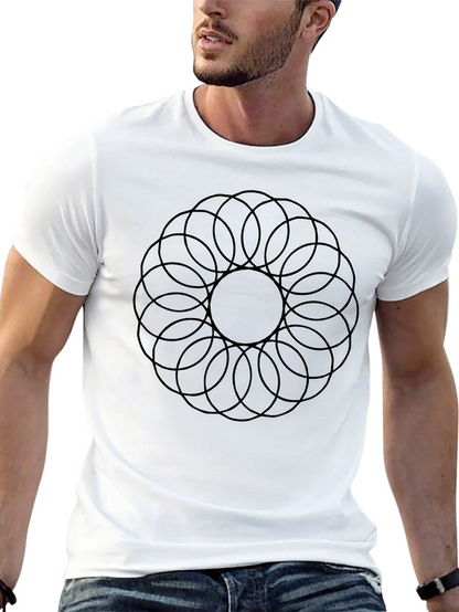 Camiseta Negra Hombre: Diseño Circular Abstracto