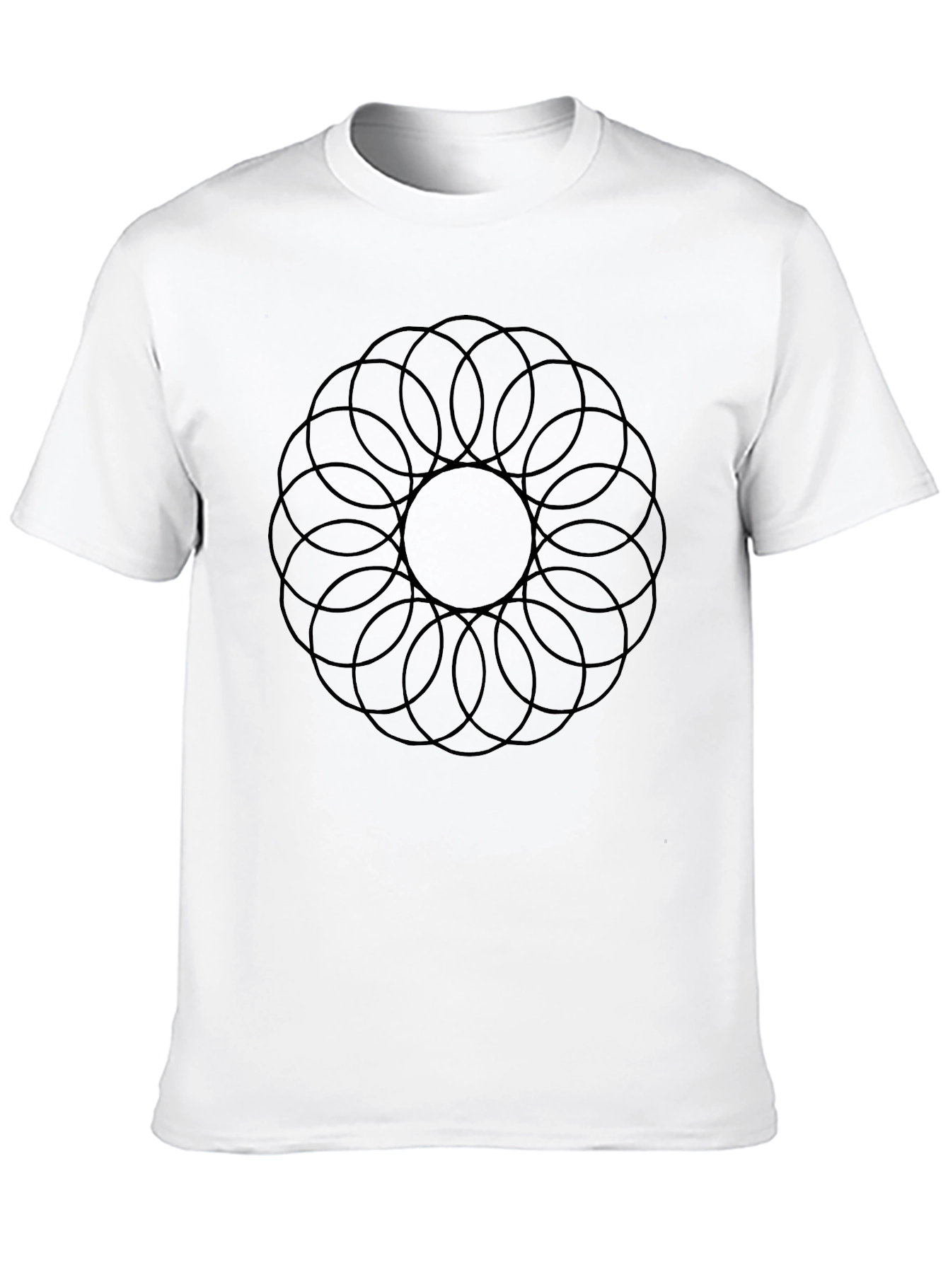 Camiseta Negra Hombre: Diseño Circular Abstracto