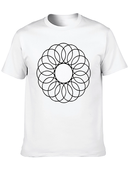 Camiseta Negra Hombre: Diseño Circular Abstracto