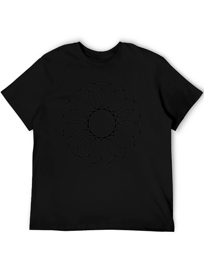 Camiseta Negra Hombre: Diseño Circular Abstracto