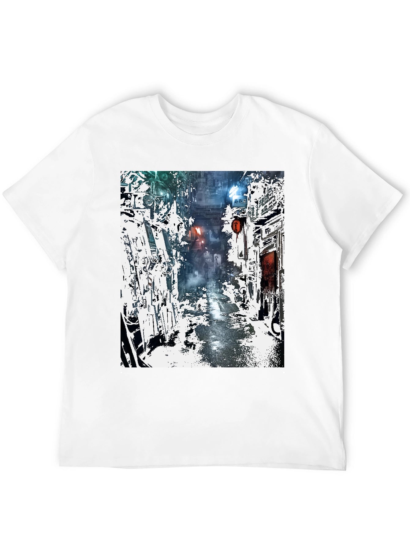 Camiseta Urbana con Diseño de Calle Futurista