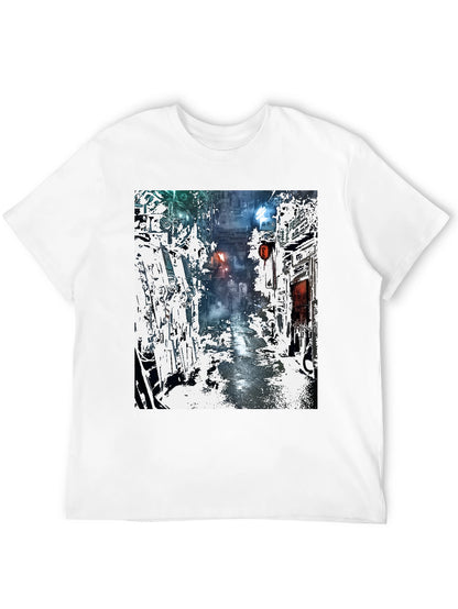 Camiseta Urbana con Diseño de Calle Futurista