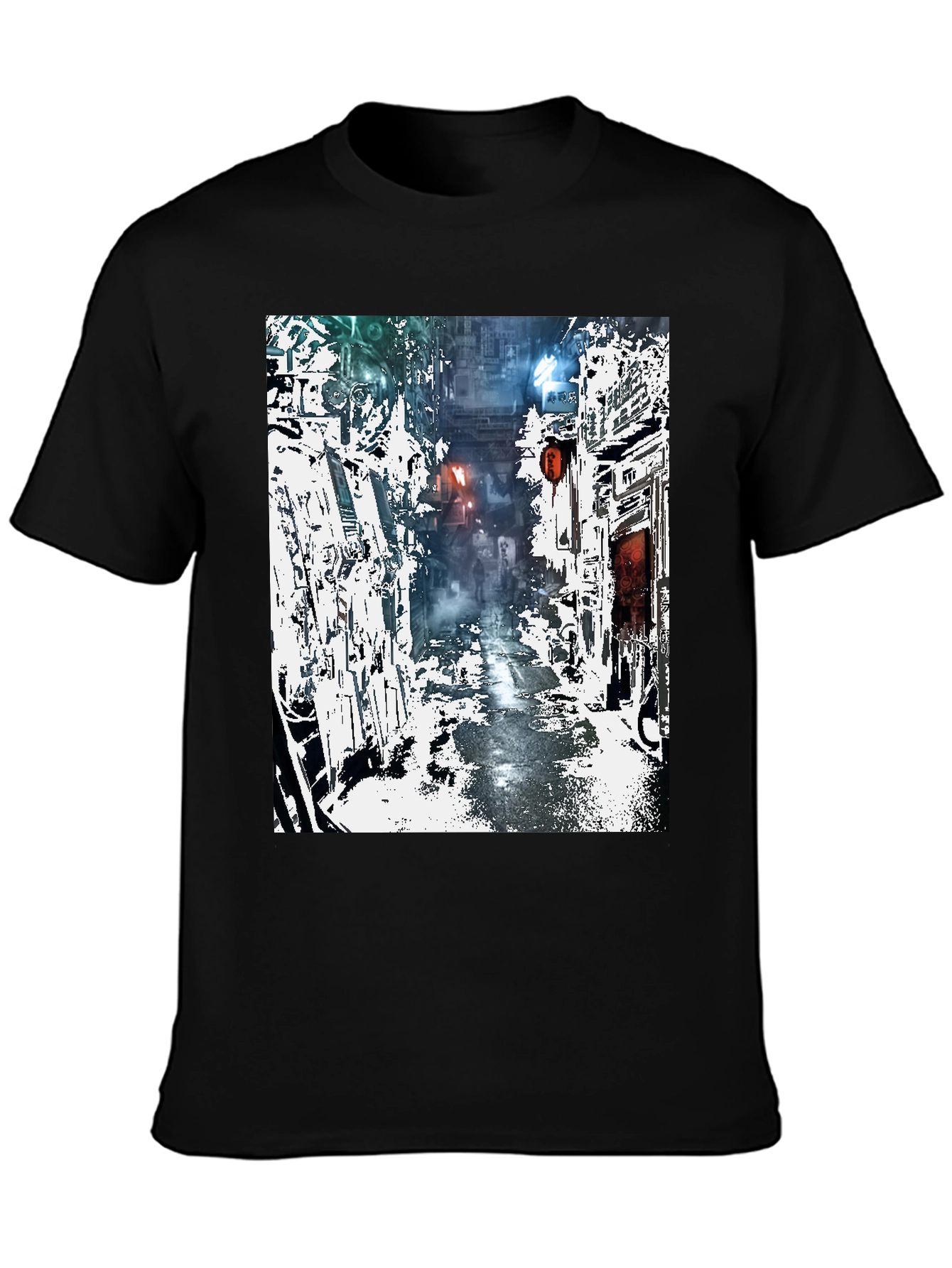 Camiseta Urbana con Diseño de Calle Futurista