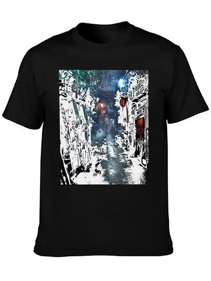 Camiseta Urbana con Diseño de Calle Futurista