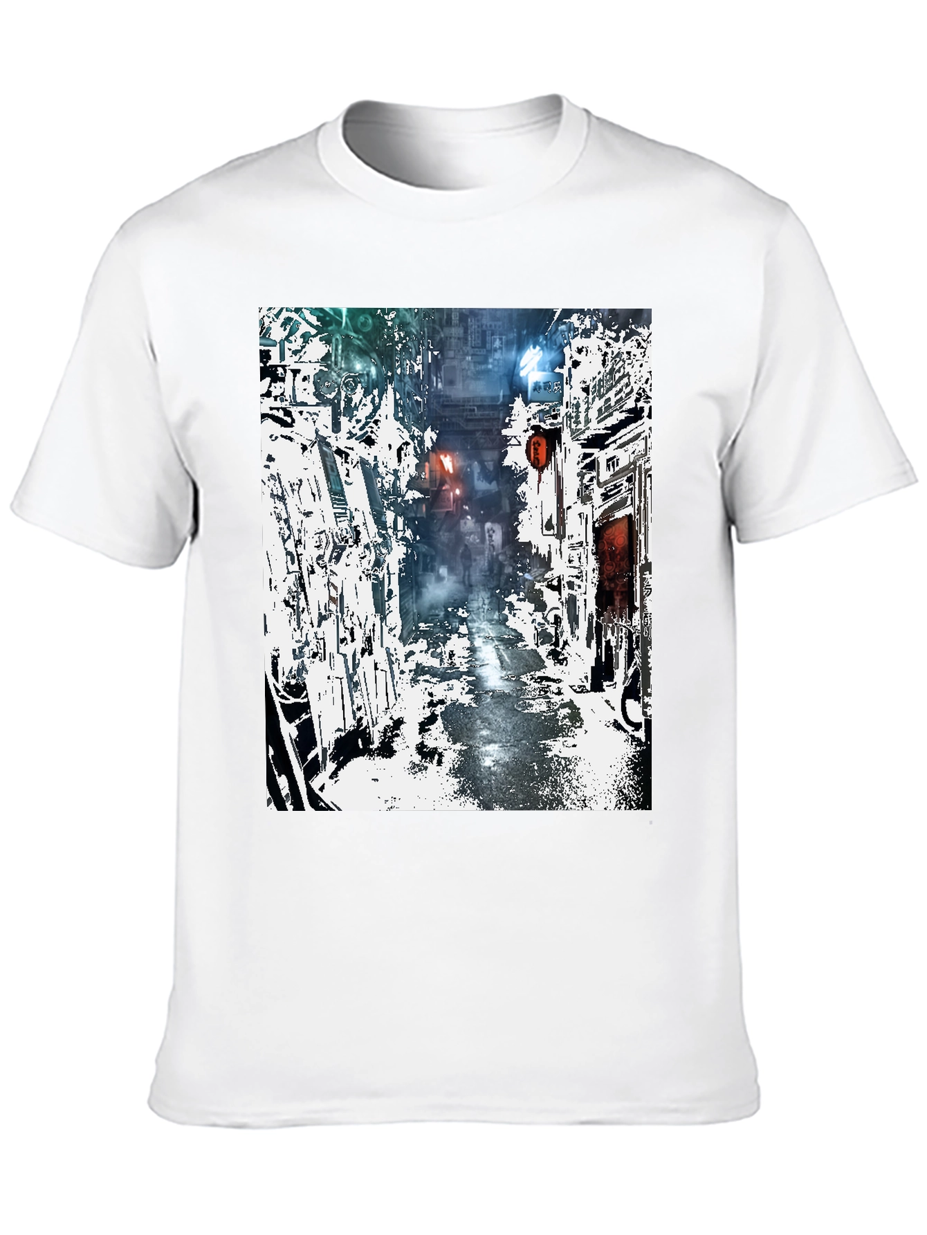 Camiseta Urbana con Diseño de Calle Futurista