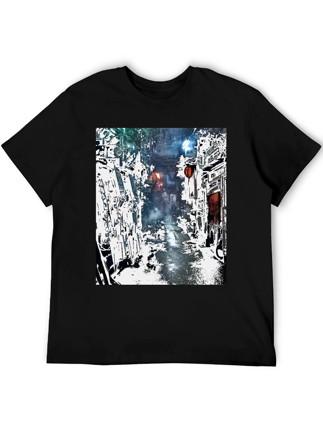 Camiseta Urbana con Diseño de Calle Futurista