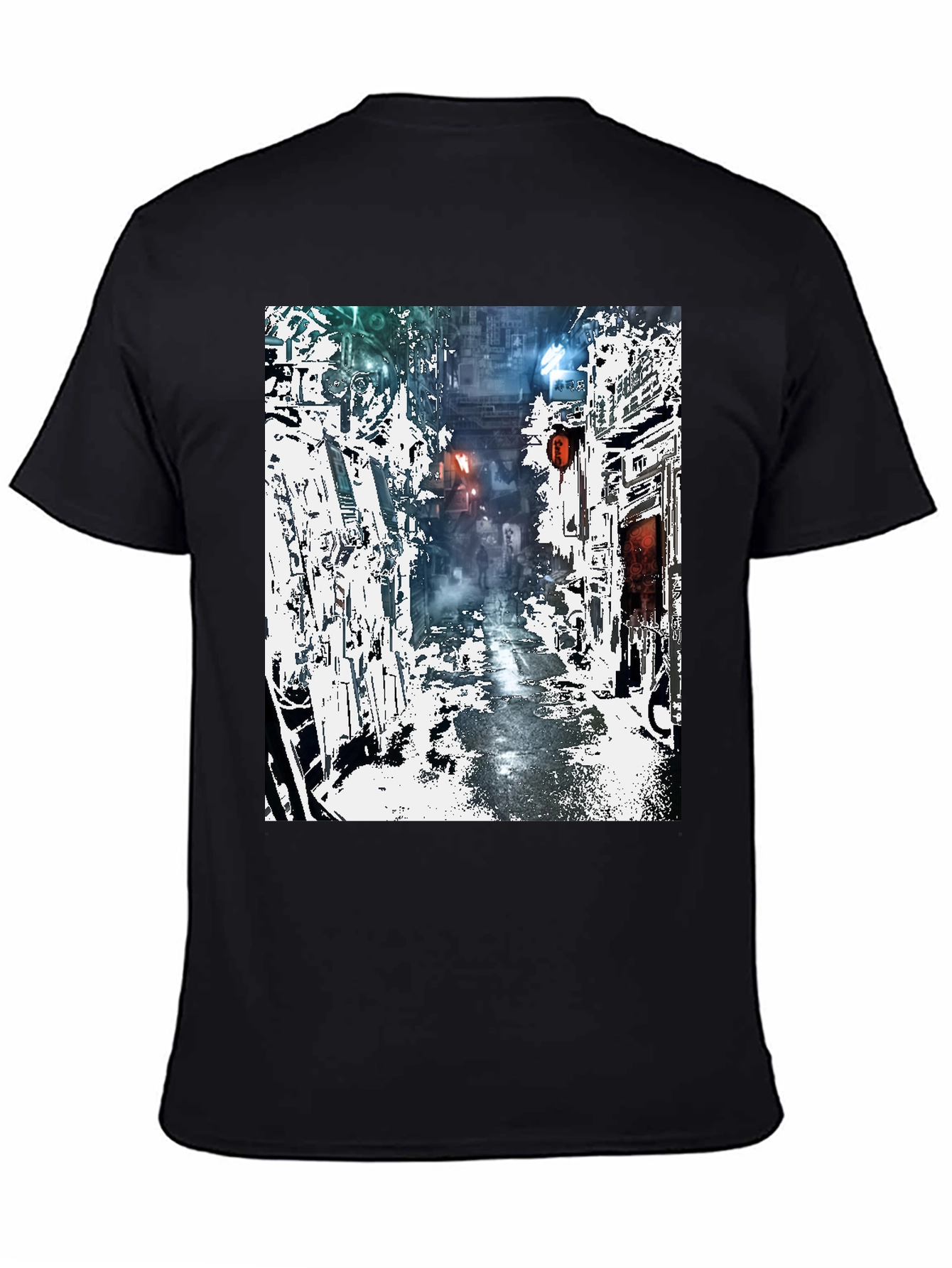 Camiseta Urbana con Diseño de Calle Futurista