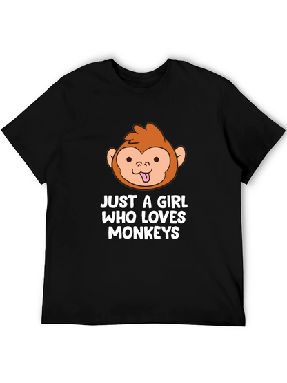 Camiseta Negra Just A Girl Who Loves Monkeys