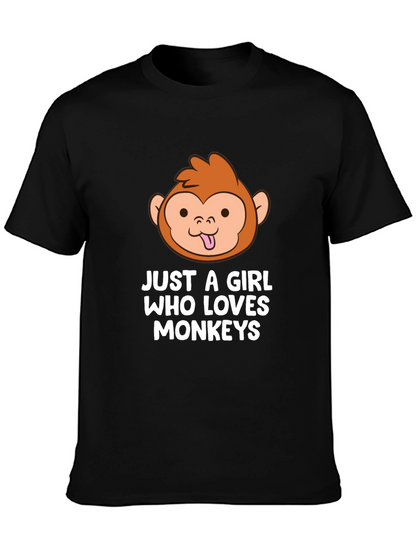Camiseta Negra Just A Girl Who Loves Monkeys