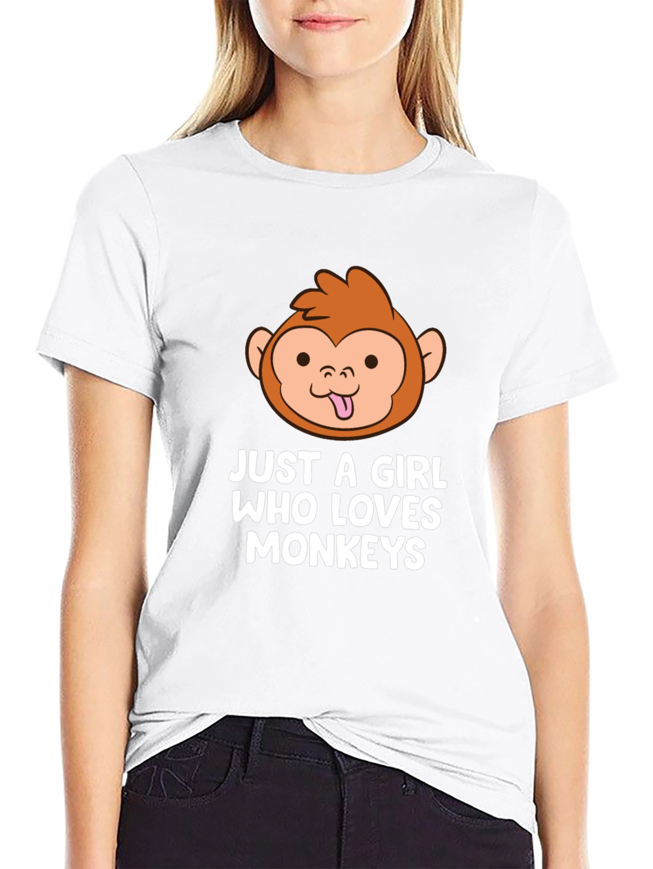 Camiseta Negra Just A Girl Who Loves Monkeys