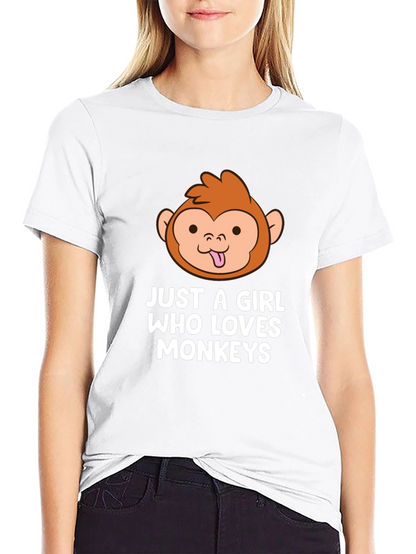 Camiseta Negra Just A Girl Who Loves Monkeys