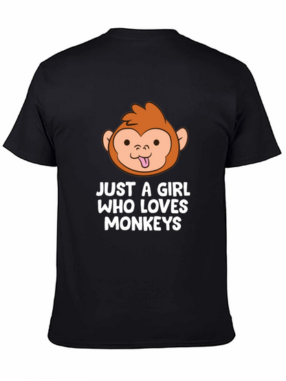 Camiseta Negra Just A Girl Who Loves Monkeys