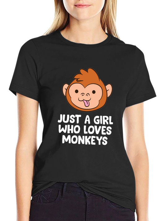 Camiseta Negra Just A Girl Who Loves Monkeys