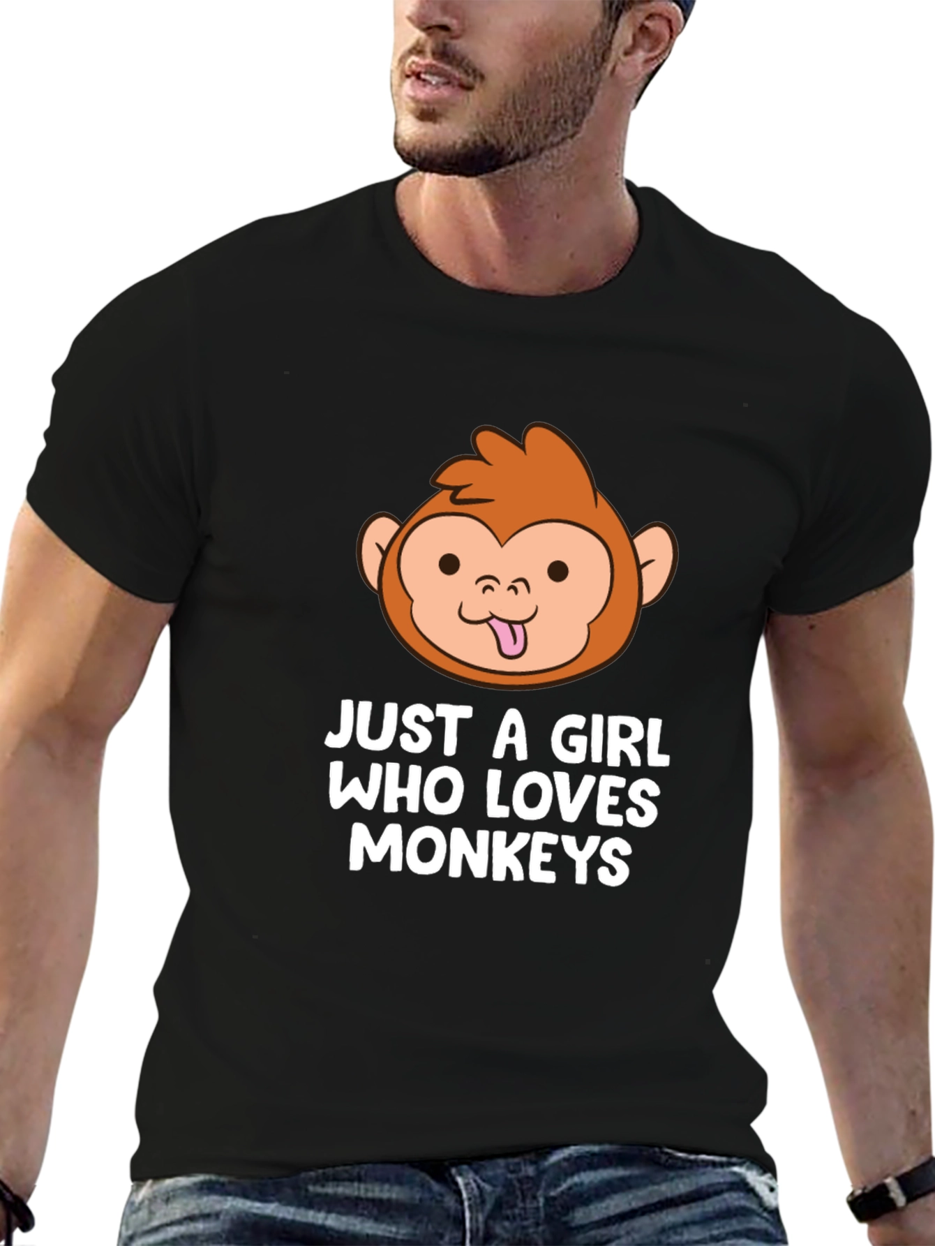 Camiseta Negra Just A Girl Who Loves Monkeys