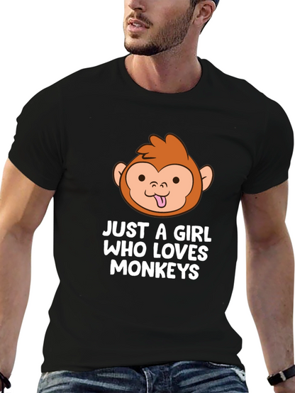 Camiseta Negra Just A Girl Who Loves Monkeys