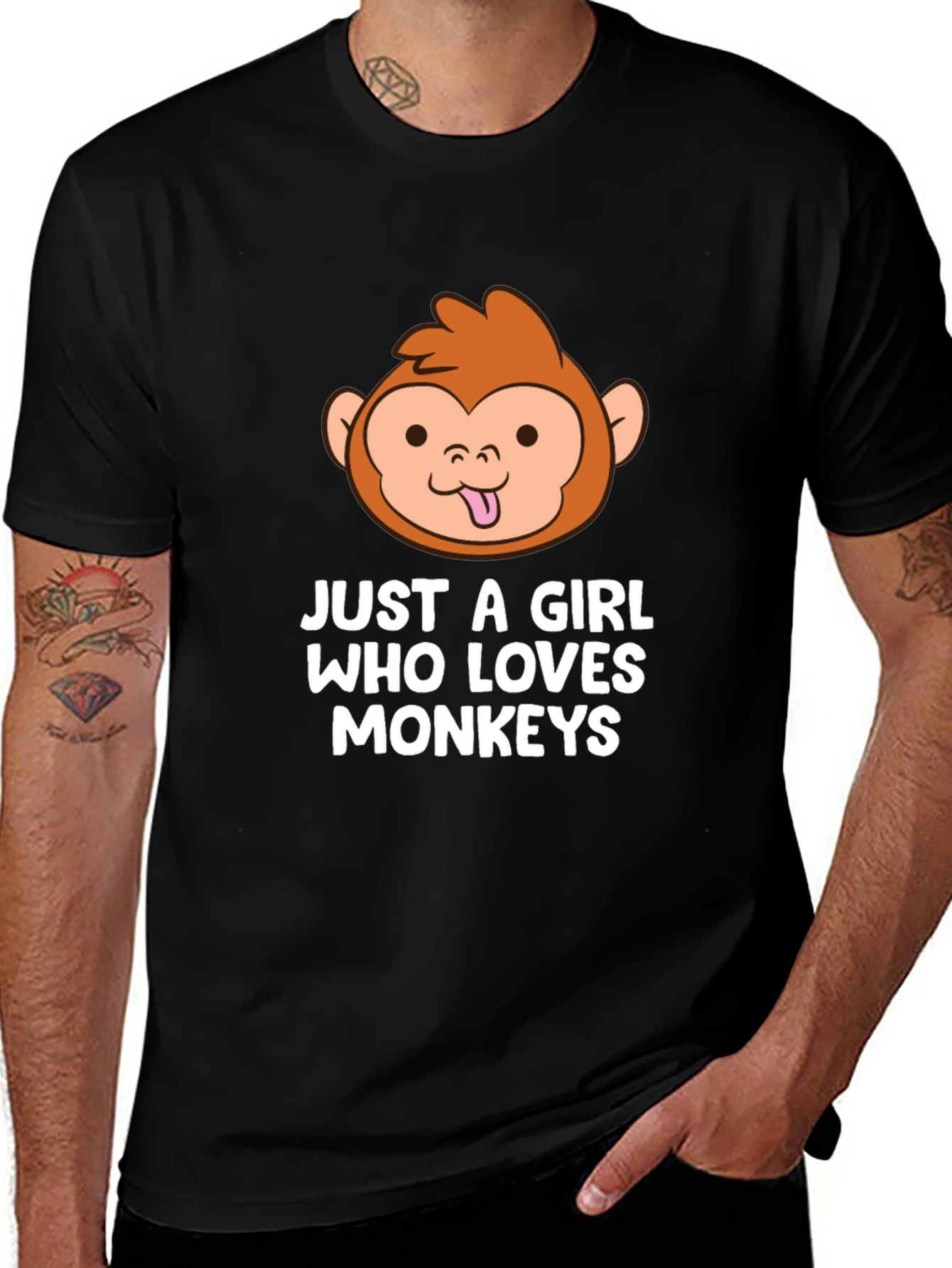 Camiseta Negra Just A Girl Who Loves Monkeys