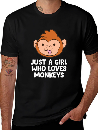 Camiseta Negra Just A Girl Who Loves Monkeys