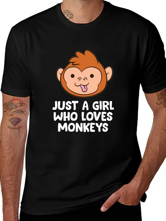 Camiseta Negra Just A Girl Who Loves Monkeys