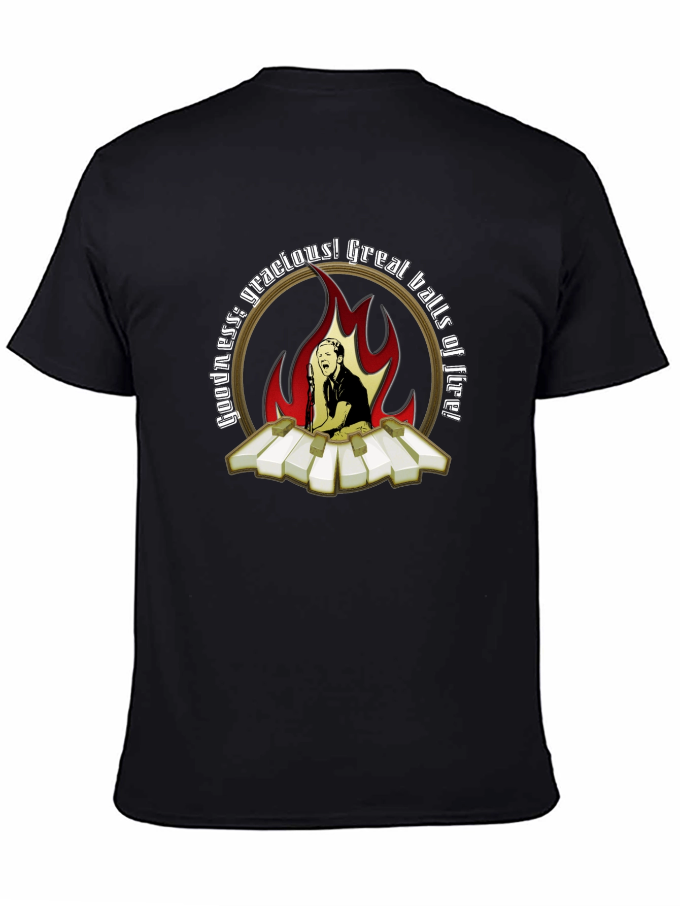 Camiseta Negra con Diseño de Jerry Lee Lewis