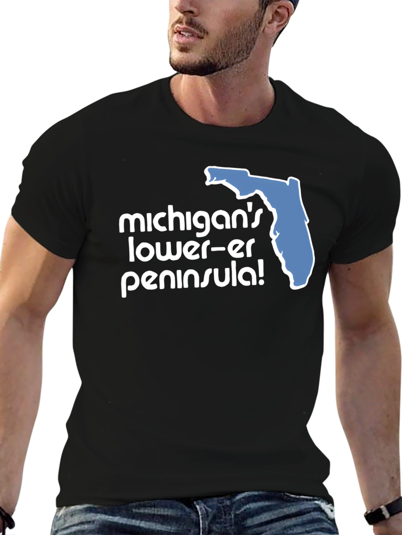 Camiseta Negra Humor Florida Michigan