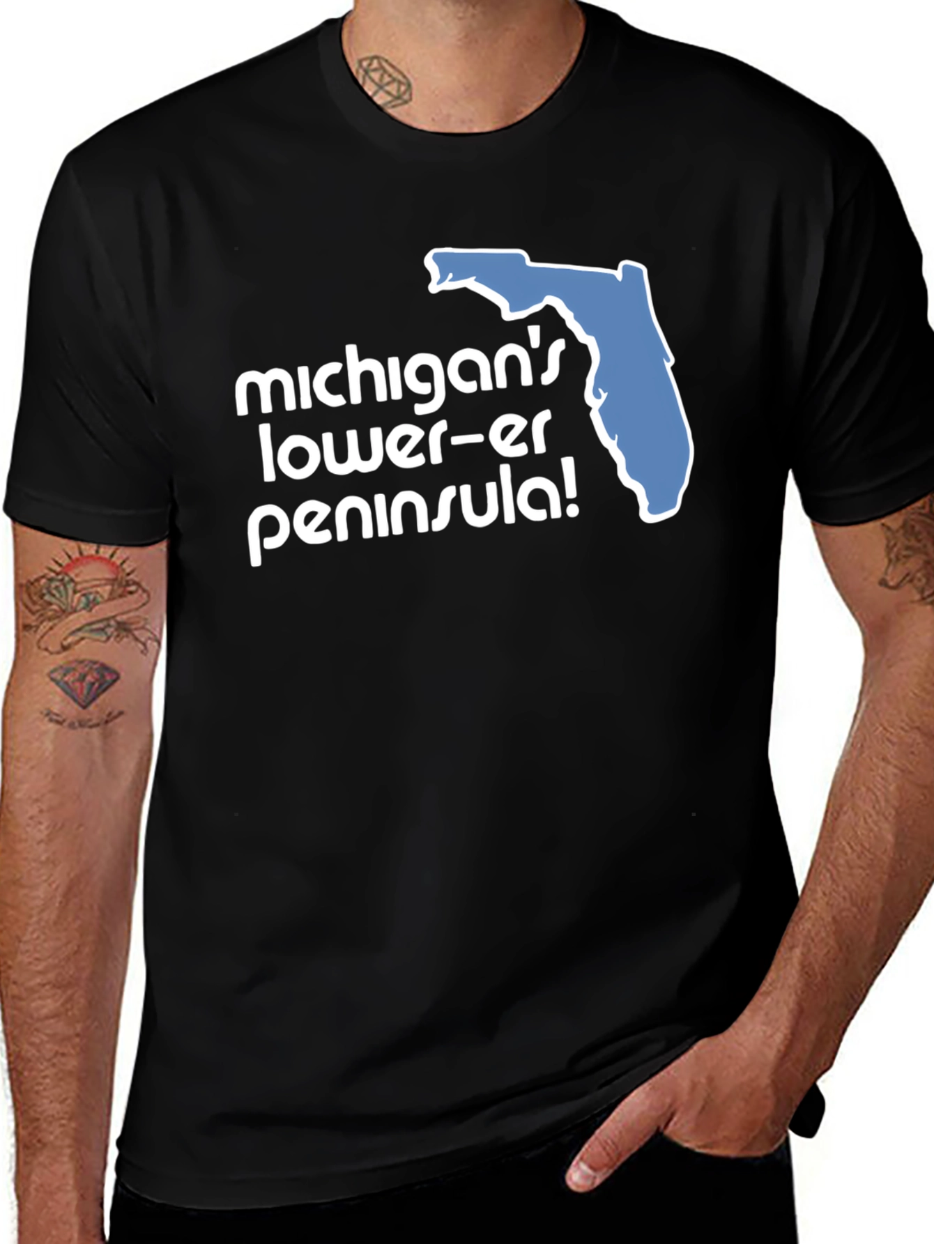 Camiseta Negra Humor Florida Michigan