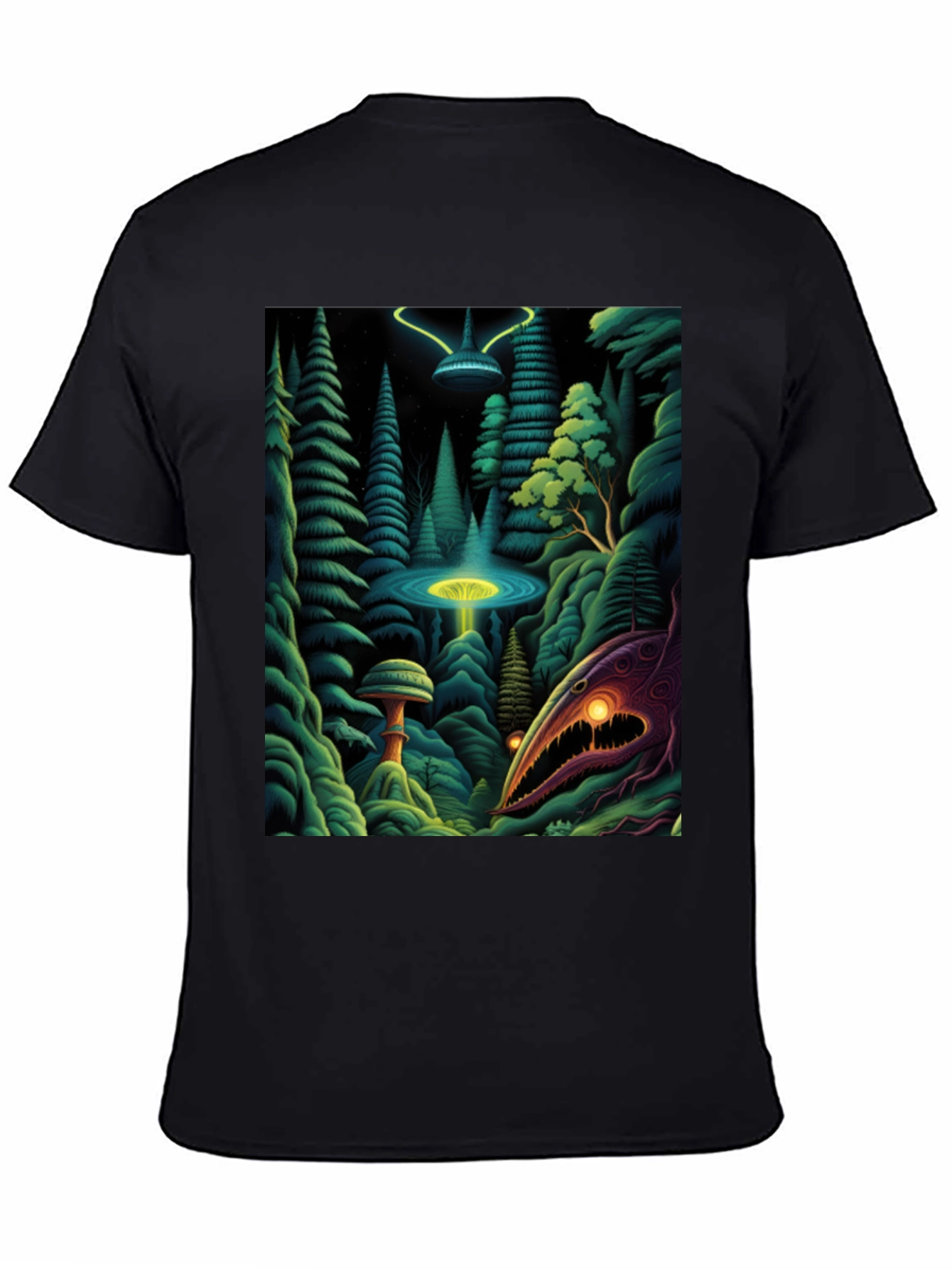 Camiseta Negra con Estampado Extraterrestre