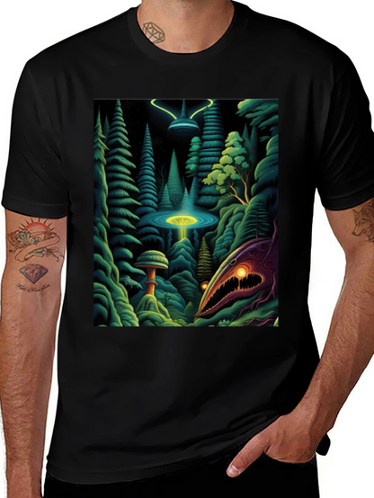 Camiseta Negra con Estampado Extraterrestre