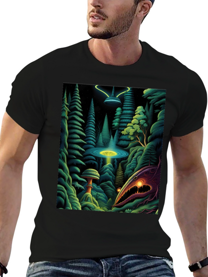 Camiseta Negra con Estampado Extraterrestre