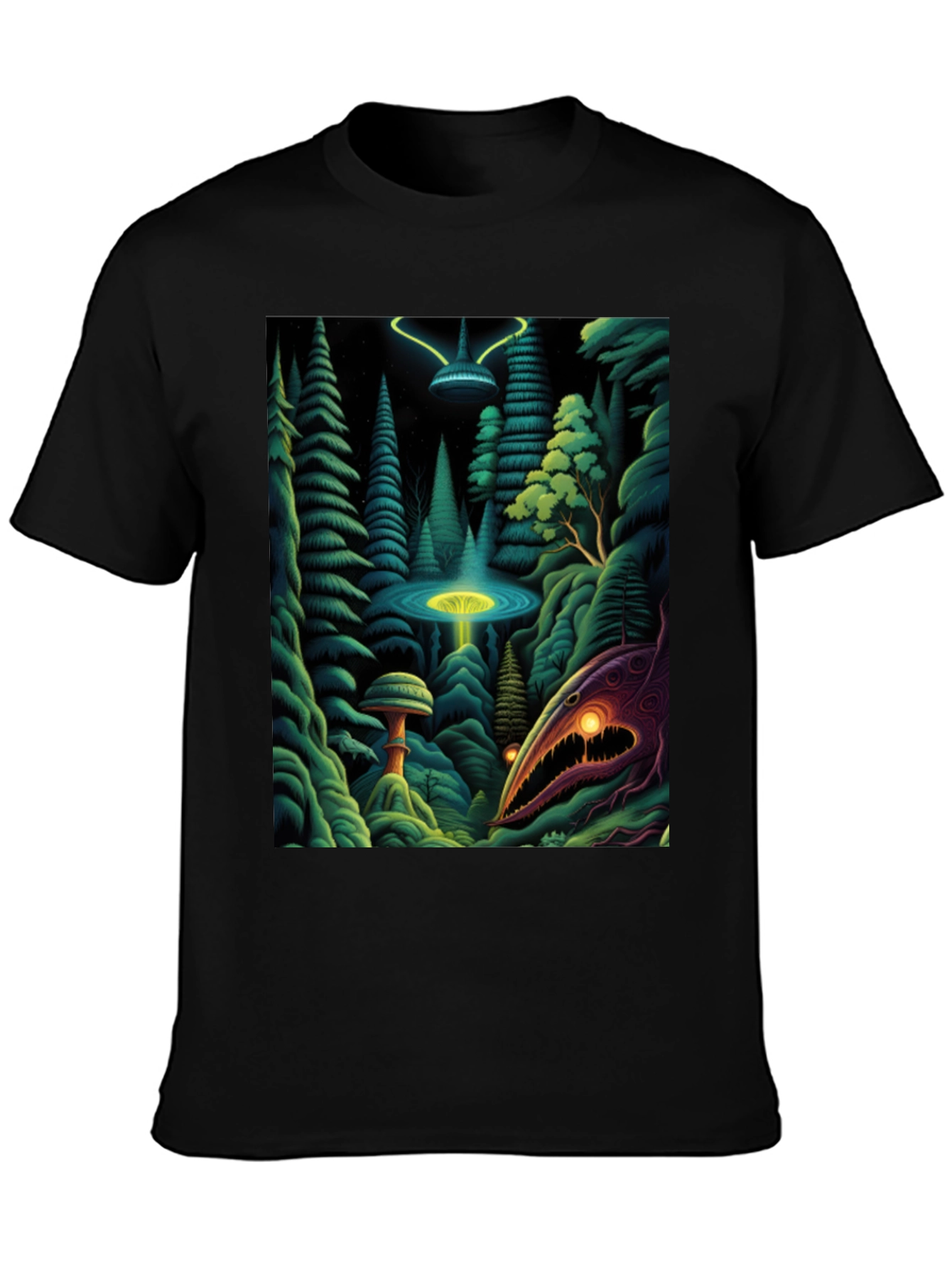 Camiseta Negra con Estampado Extraterrestre