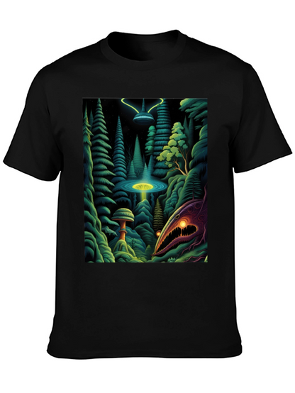 Camiseta Negra con Estampado Extraterrestre