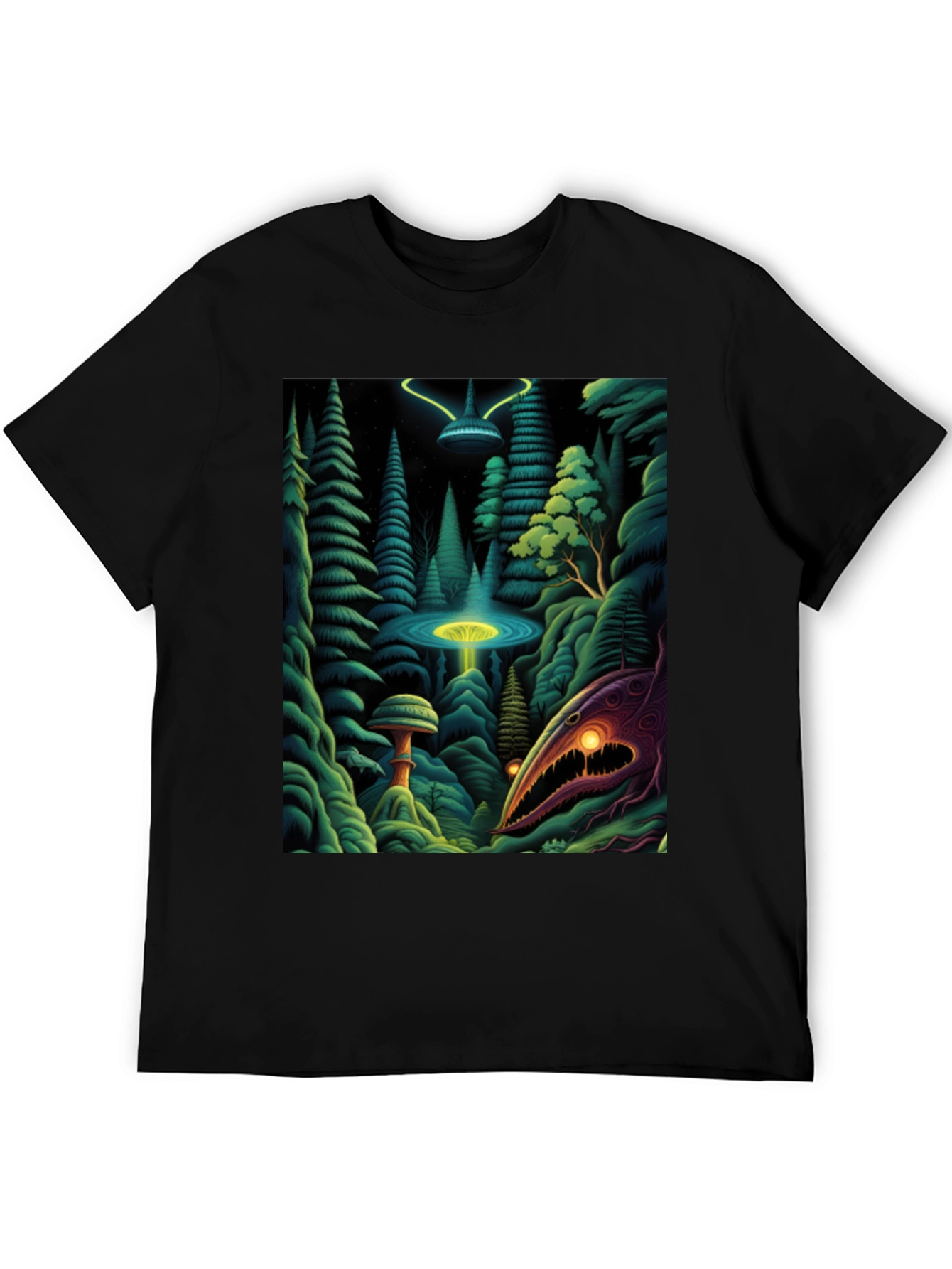 Camiseta Negra con Estampado Extraterrestre