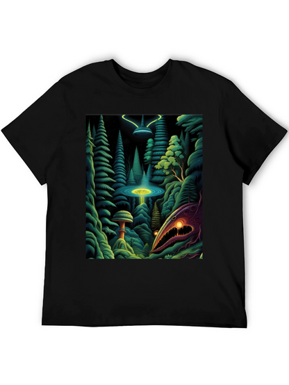 Camiseta Negra con Estampado Extraterrestre