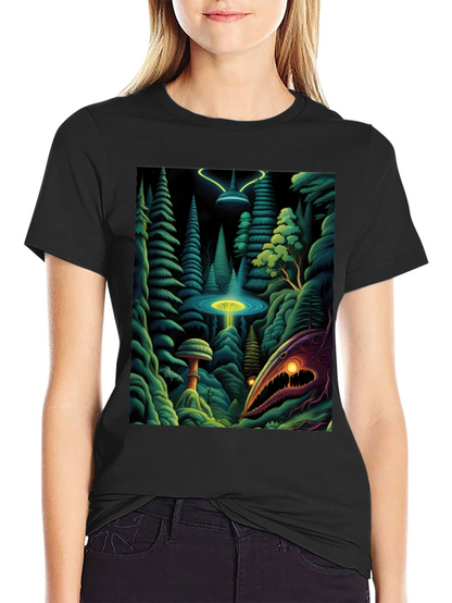 Camiseta Negra con Estampado Extraterrestre
