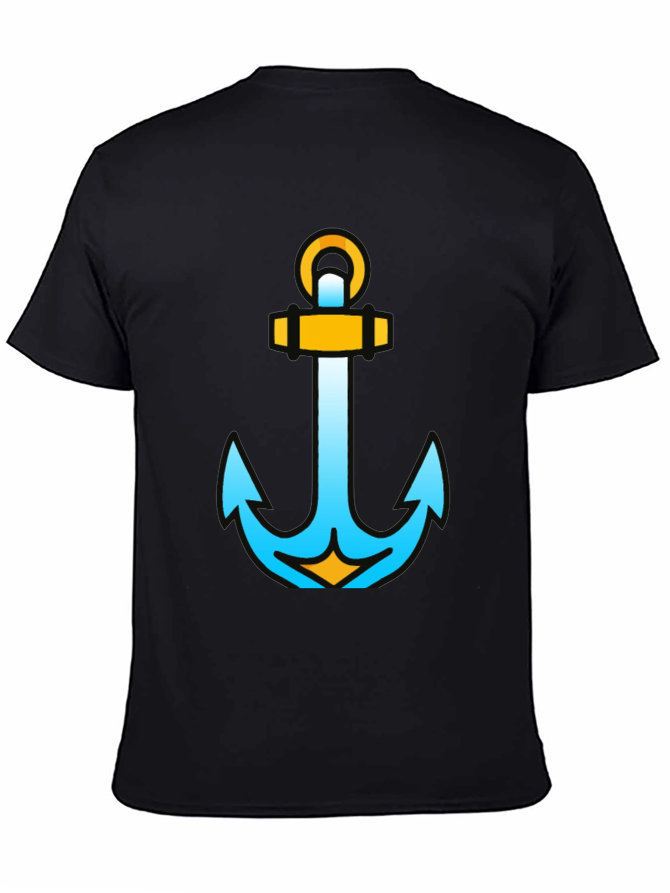 Camiseta Negra con Ancla Náutica Moderna