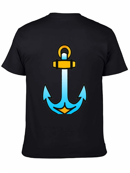 Camiseta Negra con Ancla Náutica Moderna
