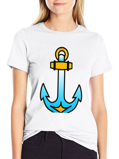 Camiseta Negra con Ancla Náutica Moderna