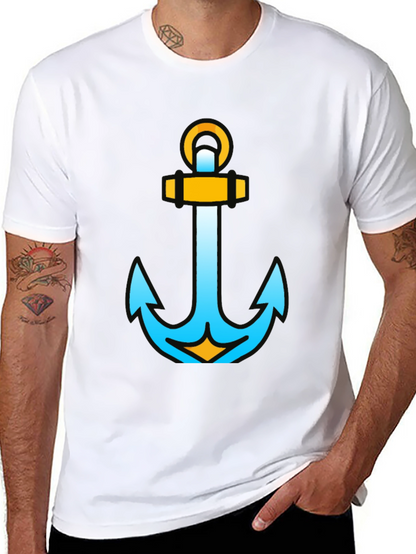 Camiseta Negra con Ancla Náutica Moderna