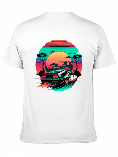 Camiseta Negra Retro Car Sunset
