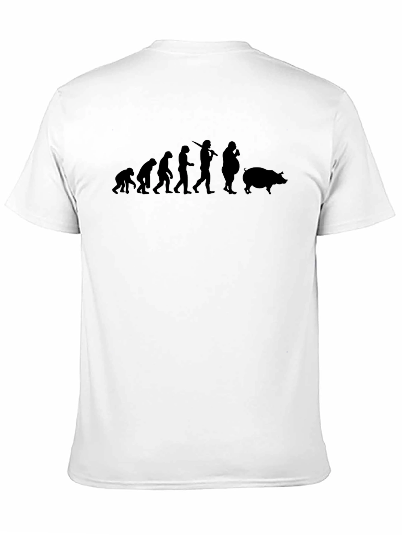 Camiseta Negra Evolución Humana a Cerdo