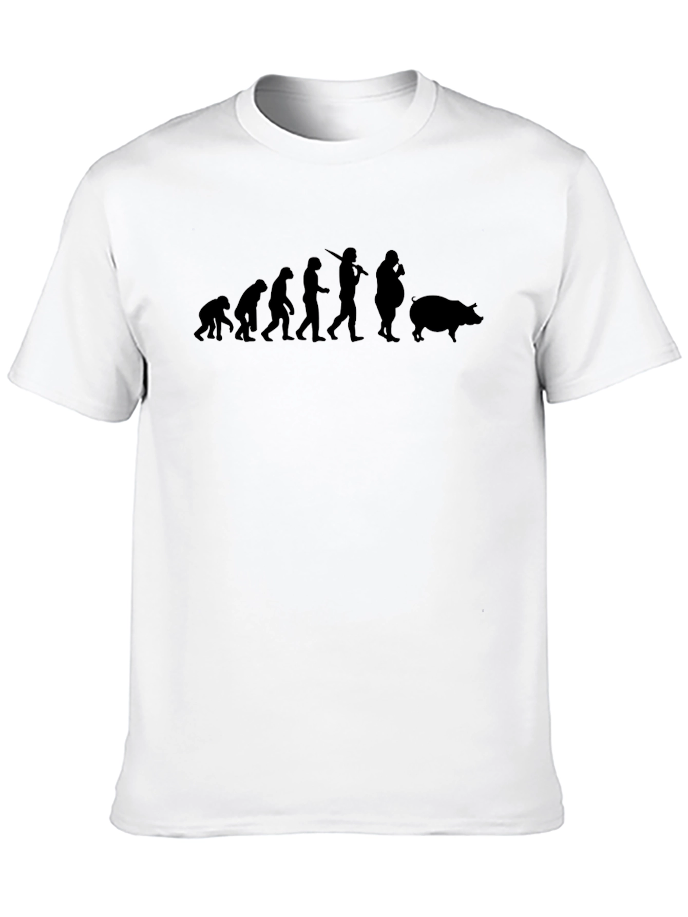 Camiseta Negra Evolución Humana a Cerdo