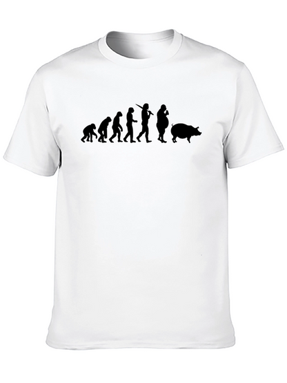 Camiseta Negra Evolución Humana a Cerdo
