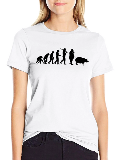 Camiseta Negra Evolución Humana a Cerdo