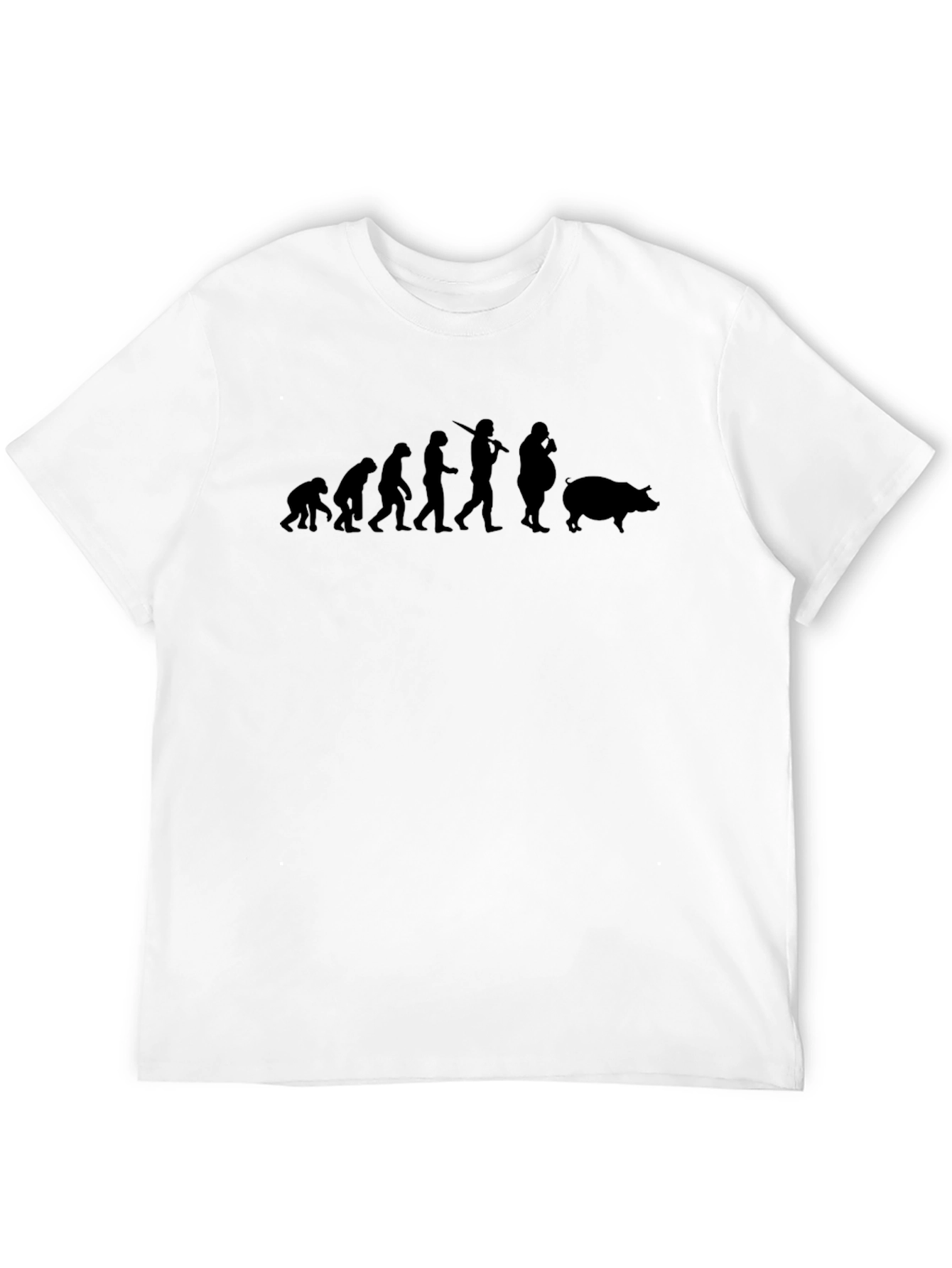 Camiseta Negra Evolución Humana a Cerdo