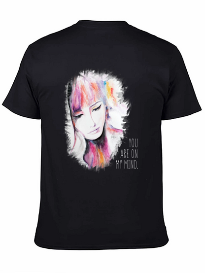 Camiseta Negra con Diseño de Rostro Abstracto