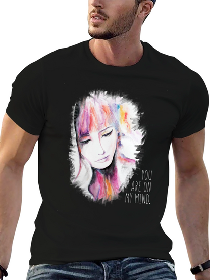 Camiseta Negra con Diseño de Rostro Abstracto