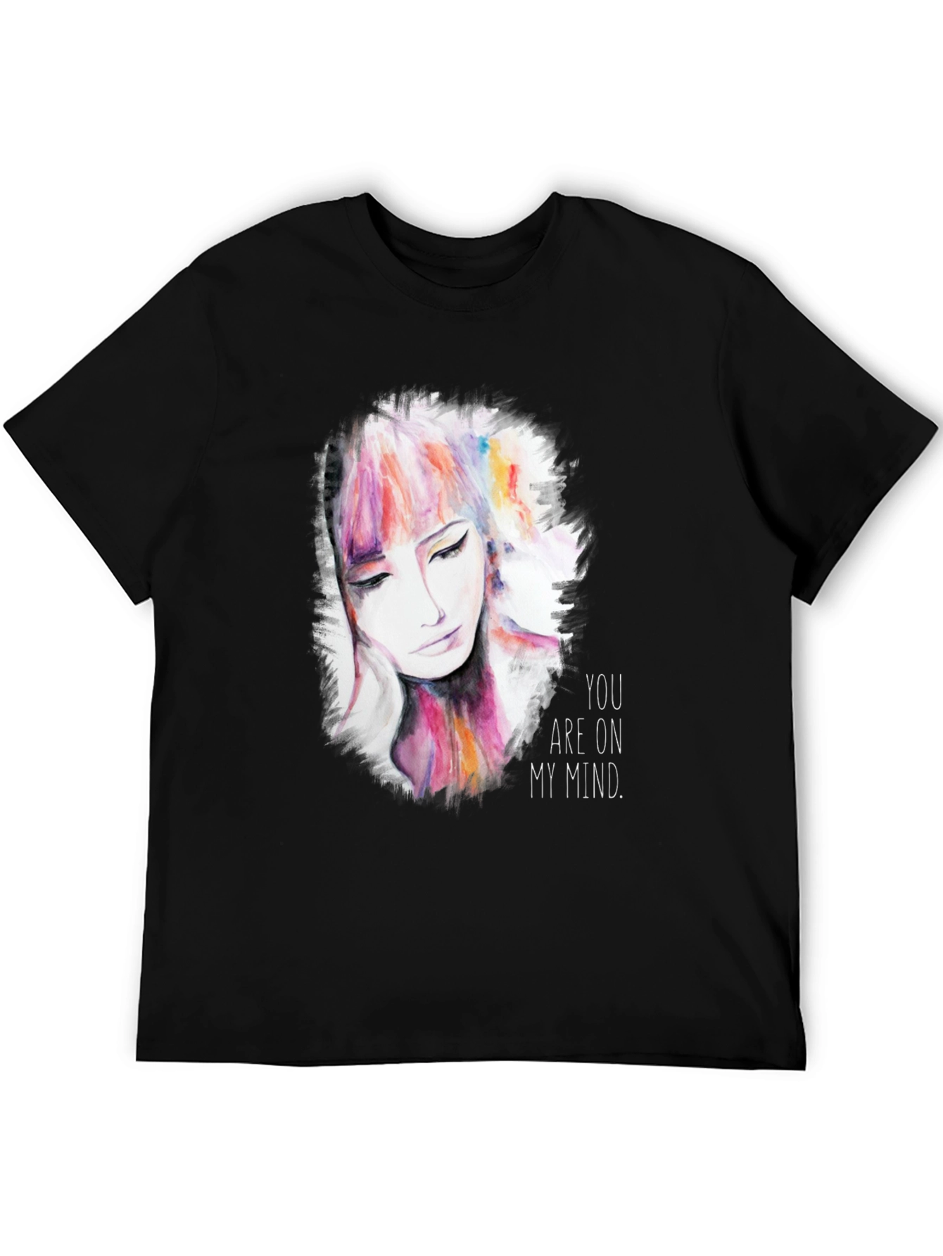 Camiseta Negra con Diseño de Rostro Abstracto