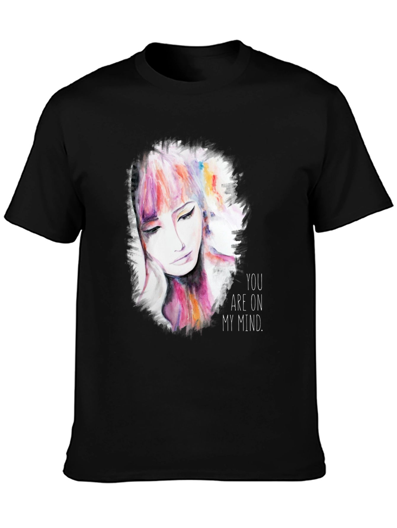 Camiseta Negra con Diseño de Rostro Abstracto